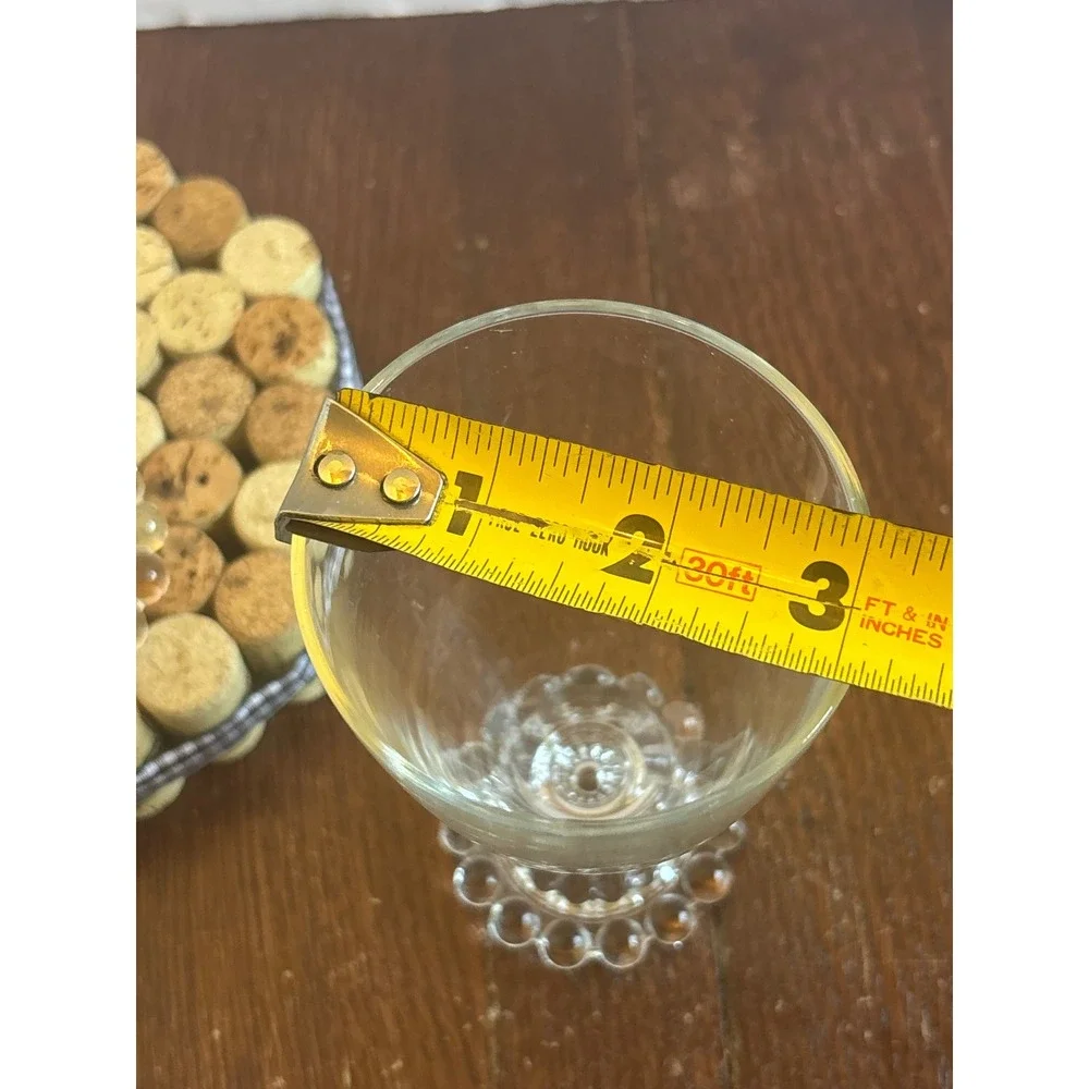 Vintage Clear Glass Goblets Set of 3 Beaded Pedestal Base Wine Water‎ Glasses